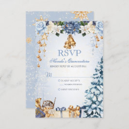 Winter Wonderland Blau und Gold Quinceanera RSVP Karte