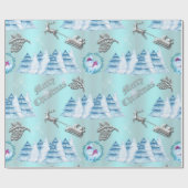 Winter Wonderland Blau und Silber Weihnachten Geschenkpapier (Flach)