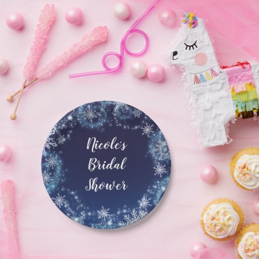 Winter Wonderland Blau & Weiß Sparkassen Schneeflo Pappteller (Party)