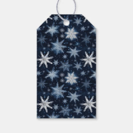 Winter Wonderland Blau & Weiße Schneeflocken Geschenkanhänger