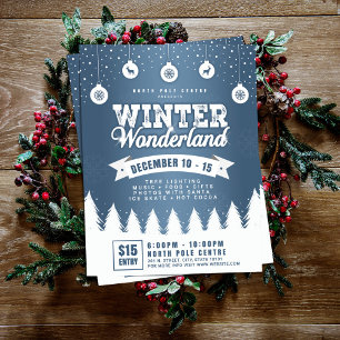 Winter Wonderland: Blau-weißer Feiertagsflyer Flyer