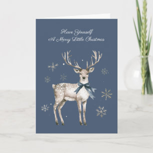 Winter Wonderland Blaue Hirsch Schneeflocken Weihn Karte