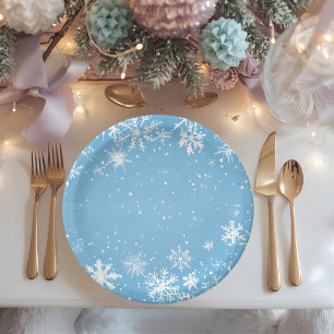 Winter Wonderland Blaue Schneeflocke Pappteller