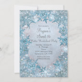 Winter Wonderland Blaue Schneeflocken Einladung (Vorderseite)