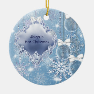 Winter Wonderland Blaueis Baby's erstes Weihnachte Keramikornament