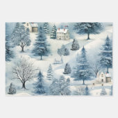 Winter Wonderland: Blauer und weißer Weihnachtsbau Geschenkpapier Set (Vorderseite)