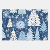 Winter Wonderland: Blauer und weißer Weihnachtsbau Geschenkpapier Set (Vorderseite 3)
