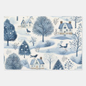 Winter Wonderland: Blauer und weißer Weihnachtsbau Geschenkpapier Set (Vorderseite)