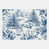 Winter Wonderland: Blauer und weißer Weihnachtsbau Geschenkpapier Set (Vorderseite 3)