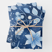Winter Wonderland: Blauer und weißer Weihnachtsbau Geschenkpapier Set (Beispiel)