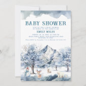 Winter Wonderland Blue Baby Dusche Einladung (Vorderseite)