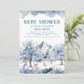 Winter Wonderland Blue Baby Dusche Einladung (Stehend Vorderseite)