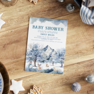 Winter Wonderland Blue Baby Dusche Einladung