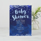 Winter Wonderland Blue Baby Shower Einladungen (Stehend Vorderseite)
