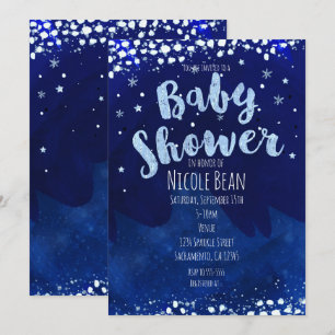 Winter Wonderland Blue Baby Shower Einladungen