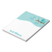 Winter Wonderland Blue Bird auf Holly Branch Notizblock (Rotiert)