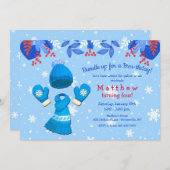 Winter Wonderland Blue Birthday Einladung (Vorne/Hinten)