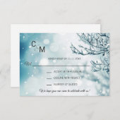 Winter Wonderland Blue Branch Snow Wedding RSVP Karte (Vorne/Hinten)