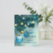 Winter Wonderland Blue Christmas Baubles Postkarte (Stehend Vorderseite)