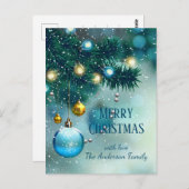 Winter Wonderland Blue Christmas Baubles Postkarte (Vorne/Hinten)