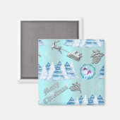 Winter Wonderland Blue Christmas Magnet (Vorderseite/Rückseite)