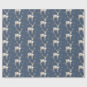 Winter Wonderland Blue Deer Snowflakes Christmas Geschenkpapier (Flach)
