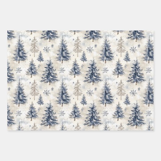 Winter Wonderland Blue Deer Snowflakes Christmas Geschenkpapier Set (Vorderseite 2)