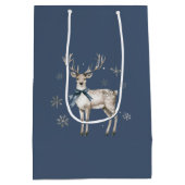 Winter Wonderland Blue Deer Snowflakes Christmas Mittlere Geschenktüte (Rückseite)