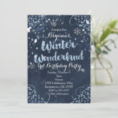 Winter Wonderland Blue Elegante Party Einladungen (Stehend Vorderseite)