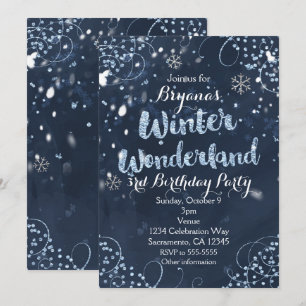 Winter Wonderland Blue Elegante Party Einladungen