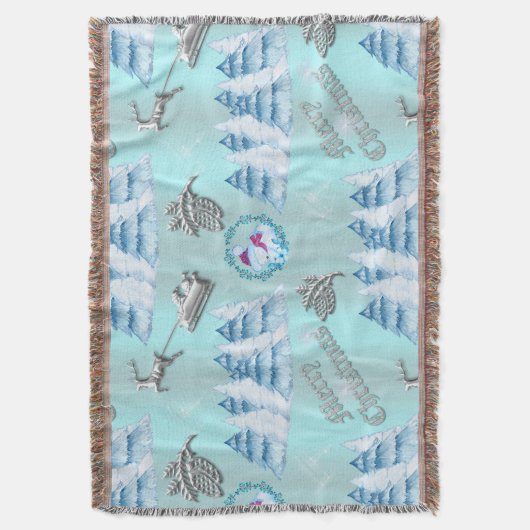Winter Wonderland Blue Frohe Weihnachten Decke (Vorderseite Vertikal)