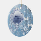 Winter Wonderland Blue Ice Baby's First Christmas Keramikornament (Rechts)