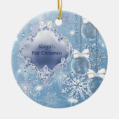 Winter Wonderland Blue Ice Baby's First Christmas Keramikornament (Vorne)