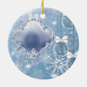Winter Wonderland Blue Ice Baby's First Christmas Keramikornament (Hinten)