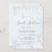 Winter Wonderland Blue Silver Snow Ice Sweet 16 Einladung (Vorderseite)