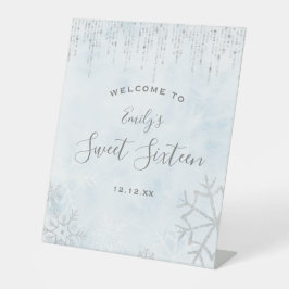 Winter Wonderland Blue Silver Snow Ice Sweet 16 Sockelschild