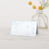 Winter Wonderland Blue Silver Snow Platzkarte (Rückseite)