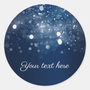 Winter Wonderland Blue Silver Sparklights Runder Aufkleber
