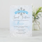 Winter Wonderland Blue Silver Sweet 16 Geburtstag Einladung (Stehend Vorderseite)