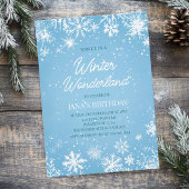 Winter Wonderland Blue Snowflake Geburtstag Einladung