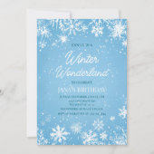 Winter Wonderland Blue Snowflake Geburtstag Einladung (Vorderseite)