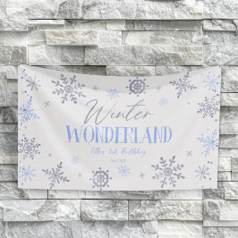 Winter Wonderland Blue Snowflake Geburtstagsparty Banner