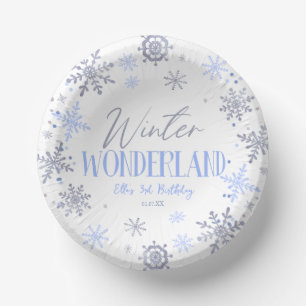 Winter Wonderland Blue Snowflake Geburtstagsparty Pappteller