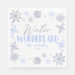 Winter Wonderland Blue Snowflake Geburtstagsparty Serviette