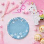Winter Wonderland Blue Snowflake Pappteller (Party)