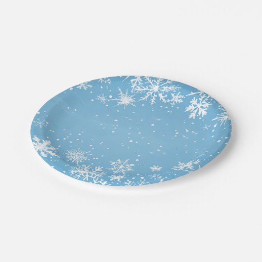 Winter Wonderland Blue Snowflake Pappteller (Schrägansicht)