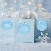 Winter Wonderland Blue Snowflake Thank You Runder Aufkleber