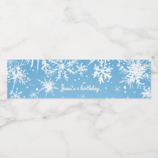 Winter Wonderland Blue Snowflake Wasserflaschenetikett (Einzelnes Label)
