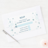 Winter Wonderland Blue Snowflake Wedding RSVP Rechteckiger Aufkleber (Umschlag)