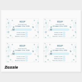 Winter Wonderland Blue Snowflake Wedding RSVP Rechteckiger Aufkleber